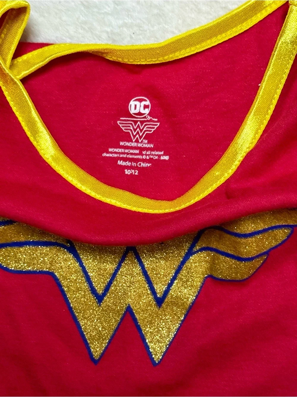 DC Girls Wonder Woman Dress Costume with Gold Accents size 10-12